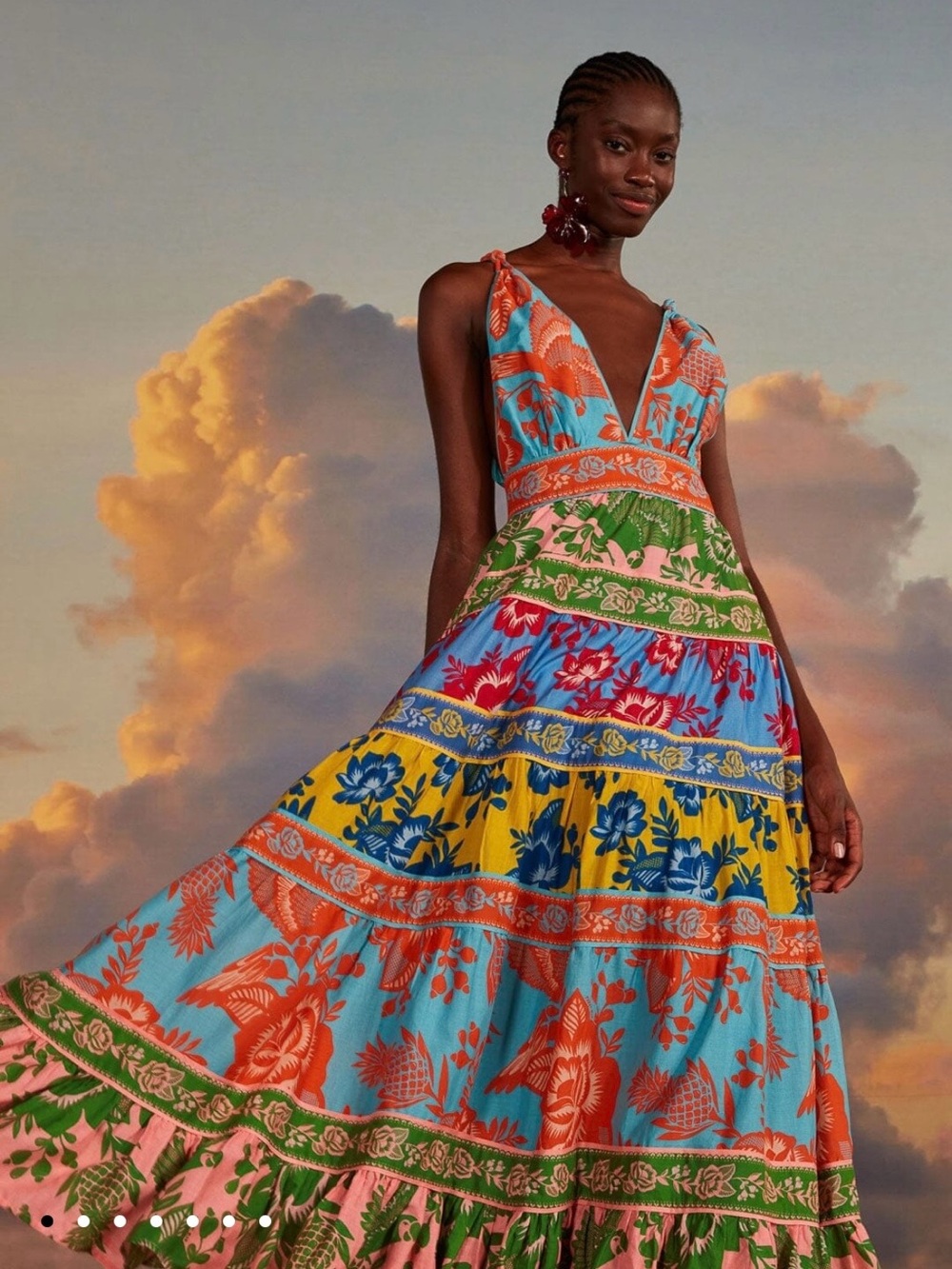 FARM Rio Mixed Laced Garden Midi Dress